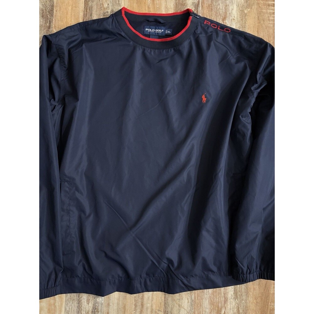 Polo Golf Windbreaker Pullover Mens Size XL Vintage Navy Red Pony Ralph Lauren